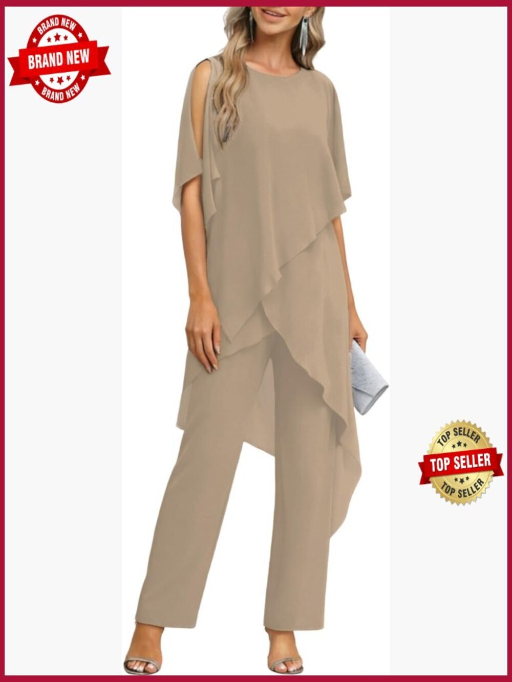 Mother of Bride Chiffon Pants Suit 2 Piece Dressy Formal Evening Outfit